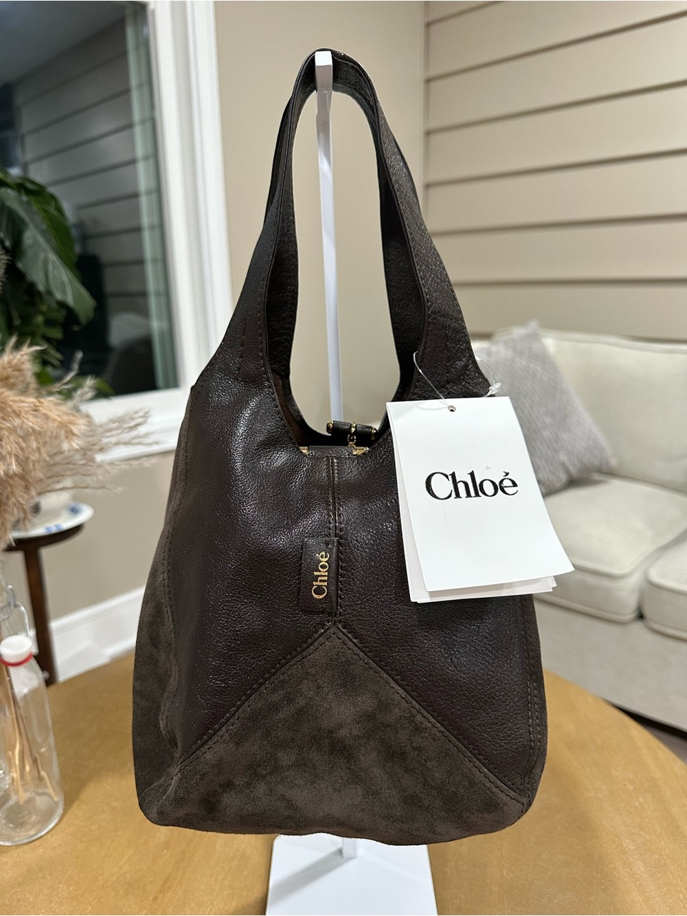 Chloe Balloon Patchwork Leather & Suede Tote Bag